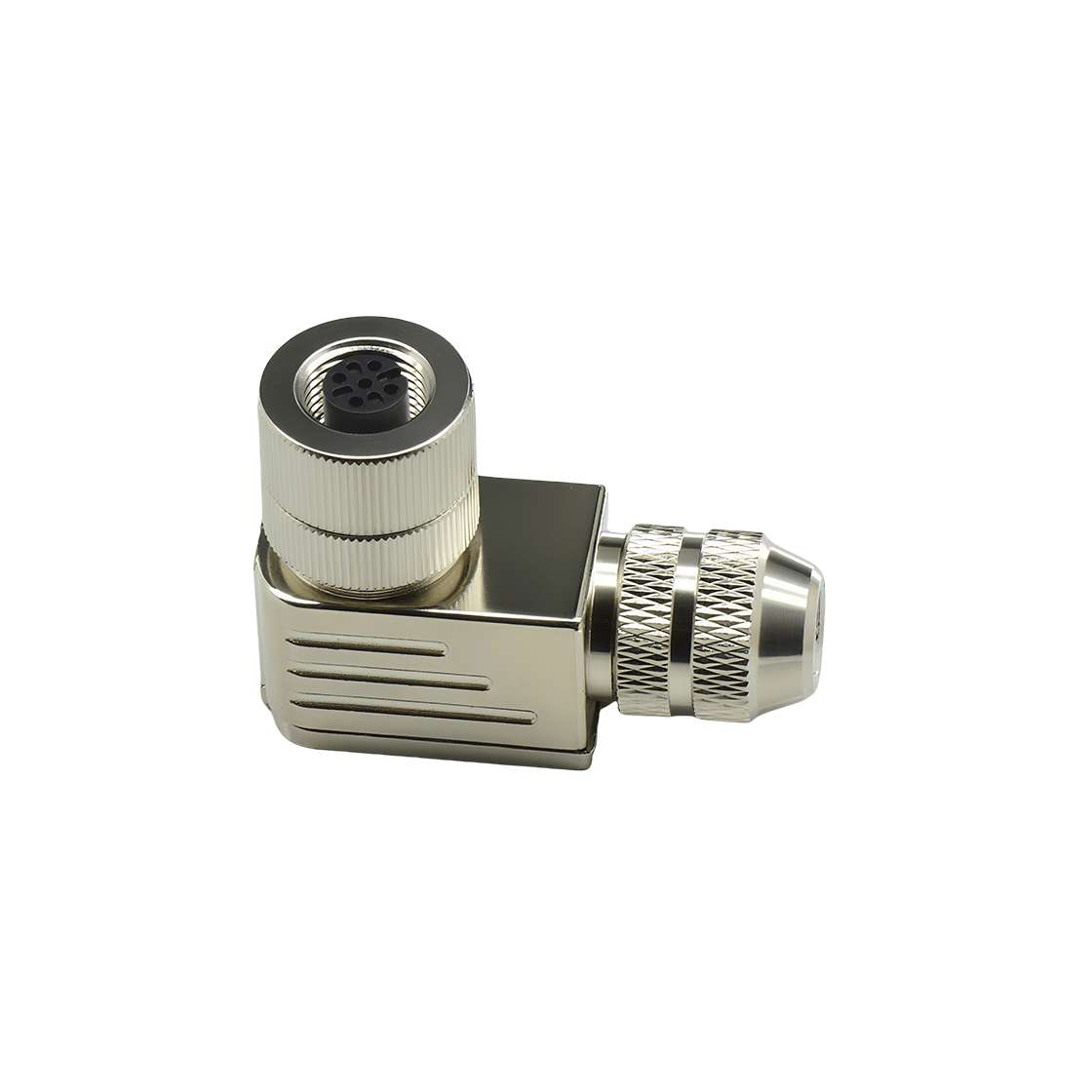 M12组装式金属款屏蔽系列 母弯头 5芯 A编码 螺钉压接 线径PG9